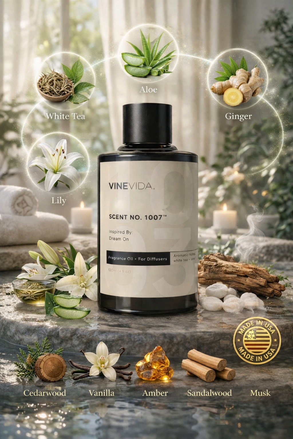 Aceite Aromático 120 ML para Difusor Eléctrico Premium inspirado en Dream On & The Westin Hotels