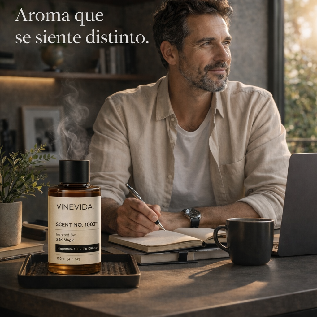 Aceite Aromático 120 ML para Difusor Eléctrico Premium inspirado en 24 K magic & W Hotel