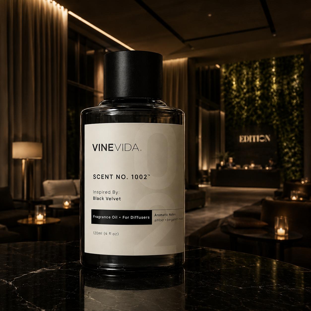 Aceite Aromático 120 ML para Difusor Eléctrico Premium Black Velvet & Edition Hotel