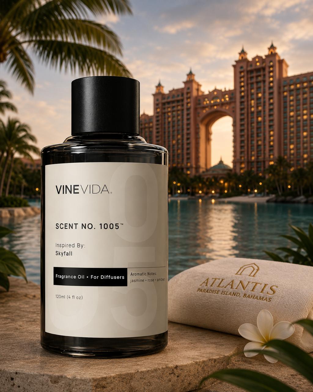 Aceite Aromático 120 ML para Difusor Eléctrico Premium Inspirado en Skyfall & Hotel Atlantis
